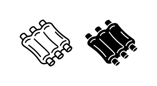 Pork Ribs Vector Icons, BBQ Meat Cut, Food Illustration
