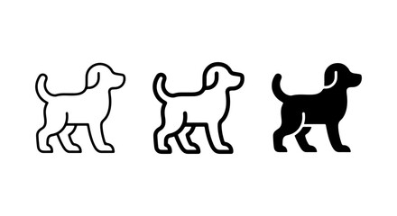 Fototapeta premium Dog Icons Set: Outline, Silhouette, and Filled Vector Graphics