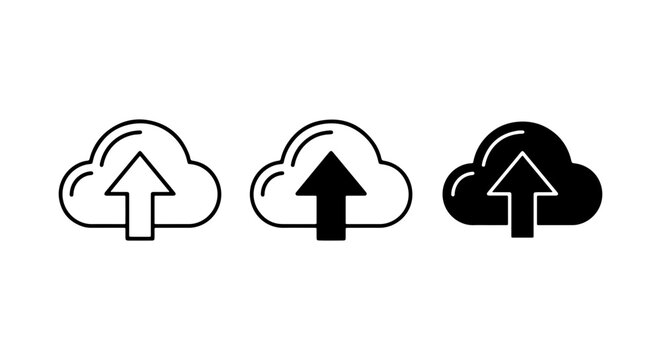 Cloud Upload Icons, Data Storage Symbols, Digital Transfer Graphics