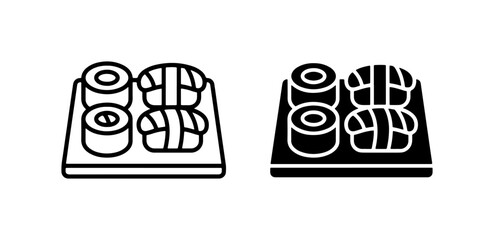 Sushi Platter Icons, Japanese Food Vector Graphics, Asian Cuisine Symbols © Mahmudur
