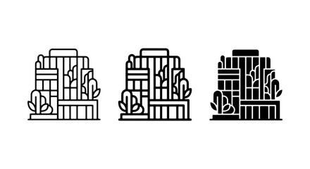 Naklejka premium Modern Building Icons, City Architecture Vector Set, Urban Office Design