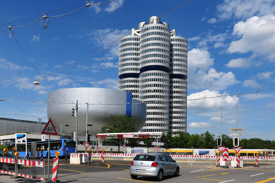 MUNICH - GERMANY : BMW building museum on June 12, 2011, Munich, Germany. The BMW Museum is located near the Olympiapark in Munich and was established in 1972 shortly before the Summer Olympics