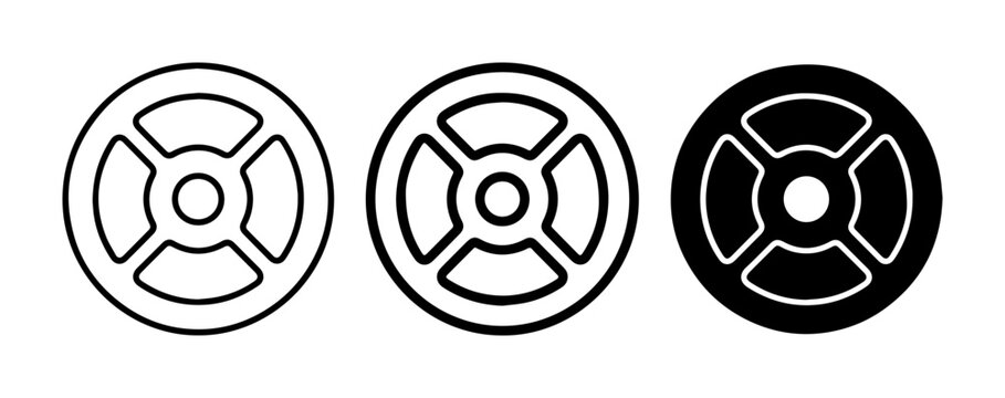 Weight Plate Icons, Fitness Equipment Symbols, Strength Training Graphics, Gym Workout Elements, Black and White Vector Set