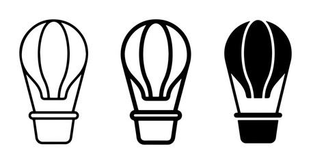 Hot Air Balloon Icons: Outline, Line Art, and Solid Fill Vector Graphics for Travel and Adventure Themes © Ashraful