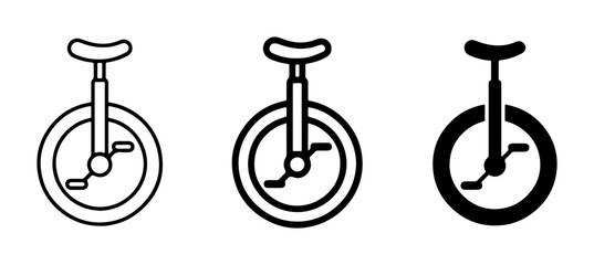 Unicycle Icons Set, Single Wheel Bicycle Graphics, Circus Transport Vector Illustrations © Ashraful
