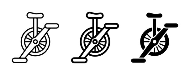 Unicycle Icons, Stationary Bike Symbols, Exercise Equipment Vector Graphics, Fitness Machine Illustrations, Cycling Workout Icons, Healthy Lifestyle Graphics, Sport Equipment Set © Nadira