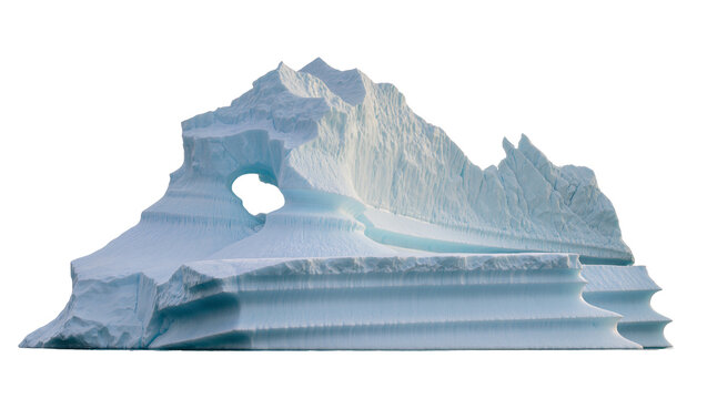Isolated majestic iceberg with a beautiful natural arch formation from the polar regions