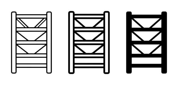 Industrial Rack Icons, Storage Shelving Vector Set, Warehouse Equipment Graphics