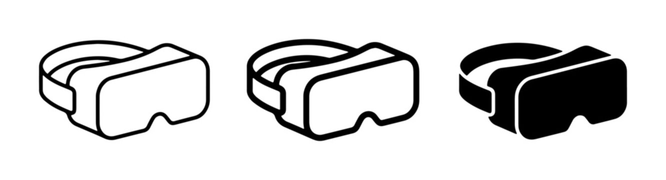Virtual Reality Headset Icons, VR Goggles Set, Immersive Technology Graphics