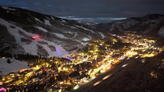 Torchlight Parade Down Vail Mountain Timelapse