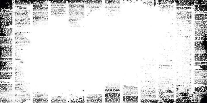 Abstract Black And White Newspaper Texture With Transparent Background, Faded Editorial Layout, Distressed Print Surface And Vintage Monochrome Media Collage Design