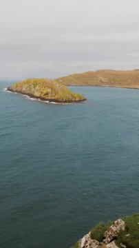 Sea landscape of the Isle of Skye in Scotland - view from ruins of Macleod castle