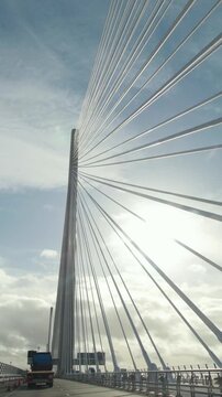 Queensferry Crossing bridge near Firth of Forth bay, Scotland, UK
