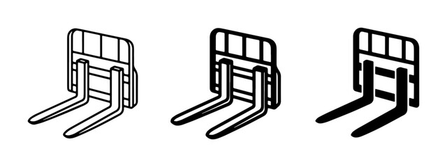 Forklift Forks Icons Set, Industrial Lifting Equipment Vector Graphics, Warehouse Machinery Symbols © Sohel
