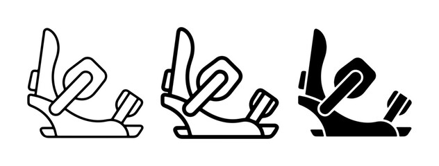 Obraz premium Snowboard Bindings Vector Icons Set, Outline and Solid Styles, Winter Sports Equipment Graphics for Snowboarding Gear and Apparel Design