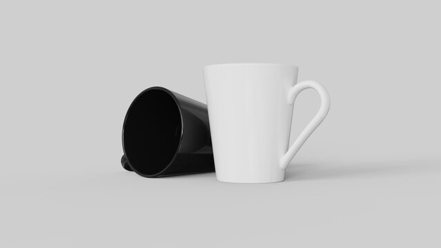 Black and white mug set isolated