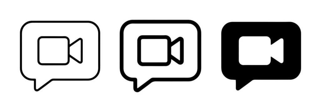 Video Chat Icons, Communication Bubbles, Messaging Symbols, Online Conversation Graphics, Digital Media Icons, Social Network Elements, Modern Communication Design