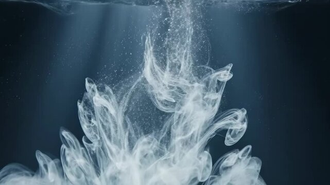 White ink dissolving in water creating beautiful abstract patterns and textures.