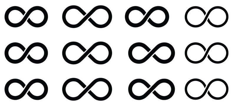 Infinity Loop Icon Set Endless Symbol Eternal Flow Concept Circular Shape Modern UI Graphic Vector