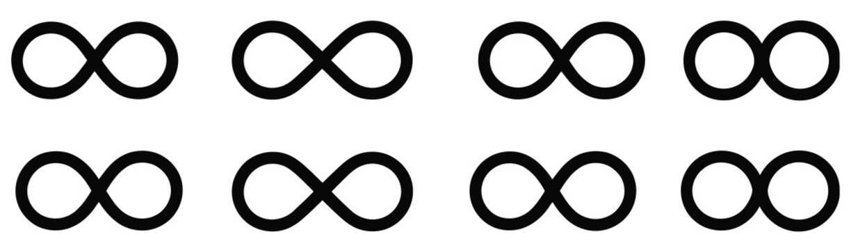 Infinity Loop Icon Set Endless Symbol Continuous Motion Abstract Minimal Design Vector