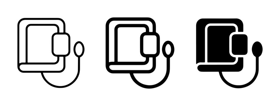 Blood Pressure Monitor Icons Set, Medical Device Vector Graphics, Healthcare Measurement Symbols, Cardiology Equipment Illustration
