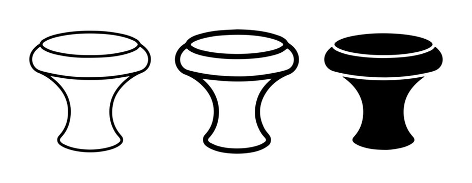 Cabinet Knobs Vector Set, Furniture Hardware Icons, Drawer Pulls Collection, Black and White Design Elements