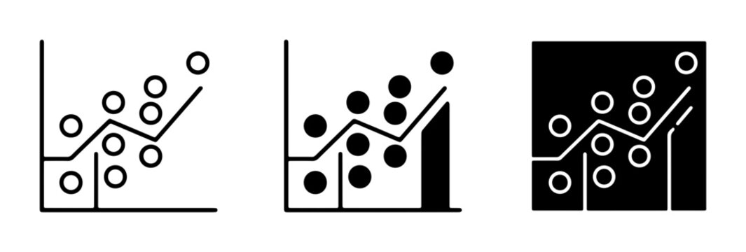 Scatter Plot Data Visualization Icons, Trend Line Charts, Business Analytics Graphics, Statistical Data Representation, Research Insights