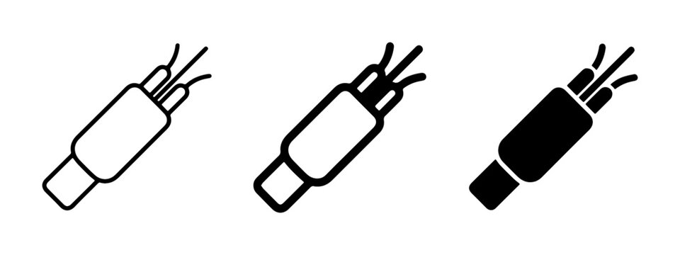 Electrical Wire Connector Icon Set, Power Cable Symbol, Technology Connection Graphics, Simple Wire End Clip Art