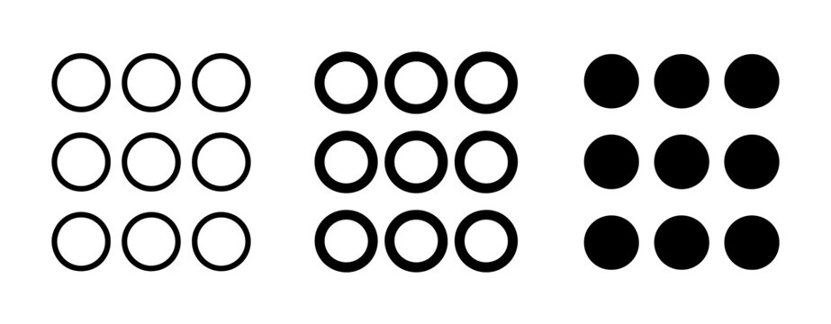 Minimalist Circle Icons, Black and White Dot Patterns, Simple Geometric Shapes for Design Projects