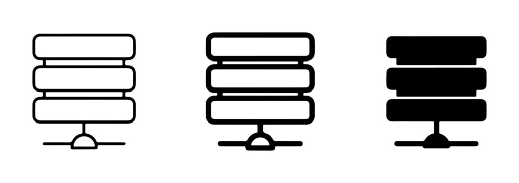 Database Icons Set, Server Stack Symbol, Data Storage Vector Graphics, Cloud Computing Symbol, Network Storage Icons