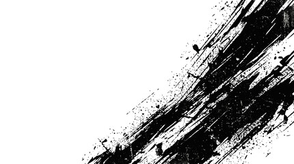 Diagonal black ink brush stroke on white background. © pixel*