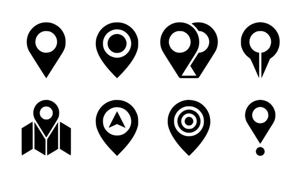 GPS Pin Icon Vector Set Location Marker Navigation Map Silhouette Collection