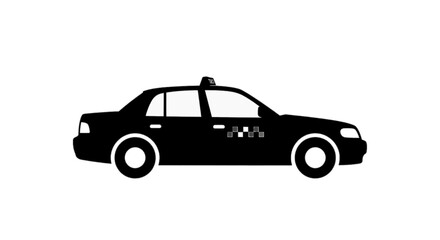 Obraz premium Minimal black silhouette icon, simple flat vector, bold black shape, no, no shading black silhouette of a taxi cab on a, flat icon style