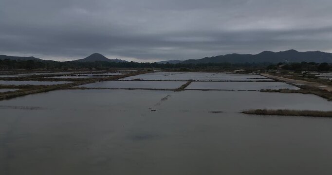 The saltworks of Porto-Vecchio (Salines de Porto-Vecchio) on the southeast coast of Corsica.
