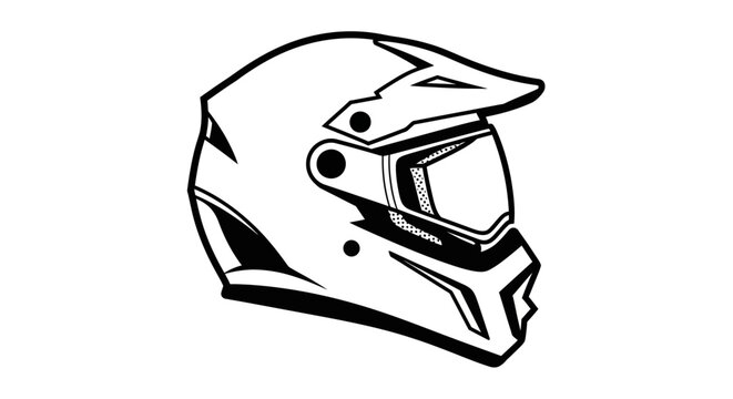 Black and white motocross helmet vector illustration