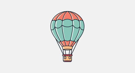 Colorful Hot Air Balloon Floating Isolated on White Background © mah