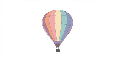 Colorful Hot Air Balloon Floating on White Background © mah