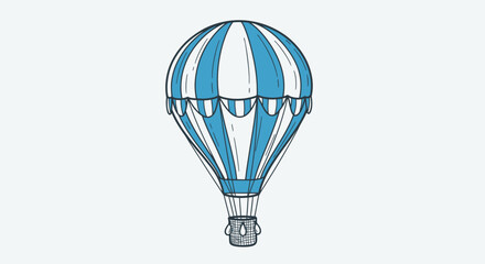Blue and White Striped Hot Air Balloon Illustration © mah