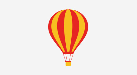 Bright Red Yellow Hot Air Balloon Flying Isolated White Background © mah