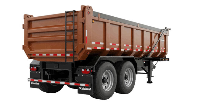 Minimal black silhouette icon, simple flat vector, bold black shape, no, no shading rear view of a brown heavyduty dump trailer on a, flat icon style