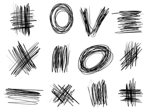 Hand drawn childish pen scribble. Random doodle on isolated white background.