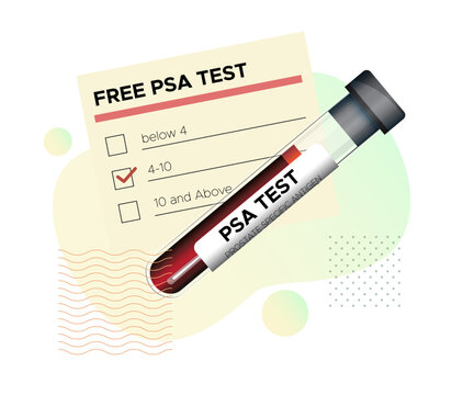 Free PSA test -  Test, results, and prostate cancer - Stock Illustration