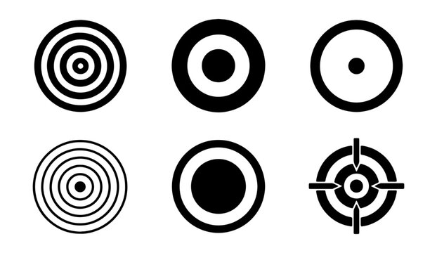 Target Icons Set, Aim Symbols Collection, Focus Graphics, Goal Achievement Vector Art