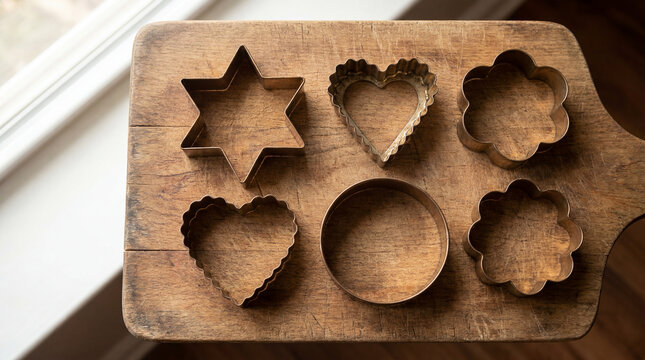 World Baking Day cookie cutters various shapes wooden board kitchen tools celebration greeting card poster banner social media design marketing