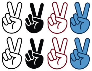 Fototapeta premium Peace Hand Gesture Icon Victory V Sign Symbol Human Hand Freedom Calm and Harmony Concept Vector