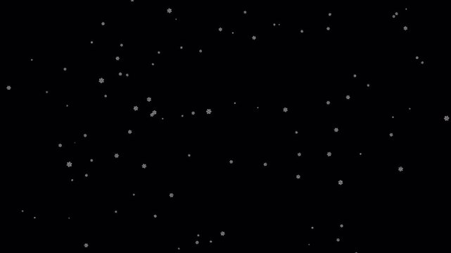 Fast snowing alpha channel transparent background winter motion video animation to use for christmas, winter season video animation. Creative 4k video on transparent isolated background.