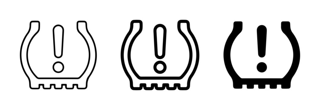 Tire Pressure Warning Light Icons, Car Dashboard Symbol for Low Tire Inflation, Vehicle Alert Indicator, Automotive Safety Alert