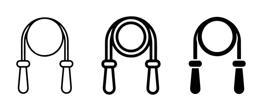 Jump Rope Icons Set, Cardio Fitness Equipment, Exercise Tool Vector Graphics, Athletic Gear Collection, Workout Accessory Illustrations