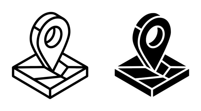 Isometric Map Pin Icons, Location Marker Symbols, Navigation Pointer Graphics, Geo Tag Vector Set