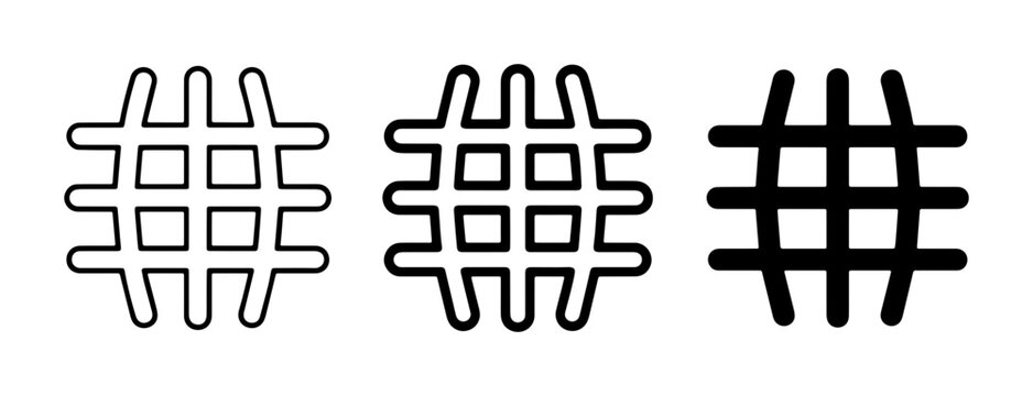 Waffle Icons Set, Grid Patterns, Food Texture Symbols, Vector Graphics for Breakfast and Bakery Designs